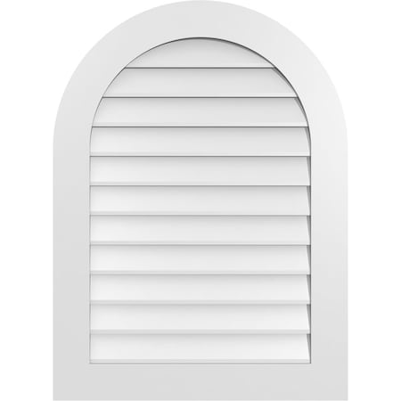 Ekena Millwork Round Top Surface Mount PVC Gable Vent: Non-Functional, w/ 3-1/2"W x 1"P Standard Frame, 28"W x 38"H GVPRT28X3801SN